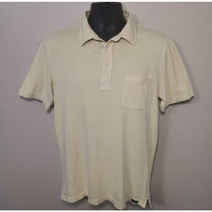 Faherty Men's Medium Polo Shirt Yellow Cotton Short Sleeve